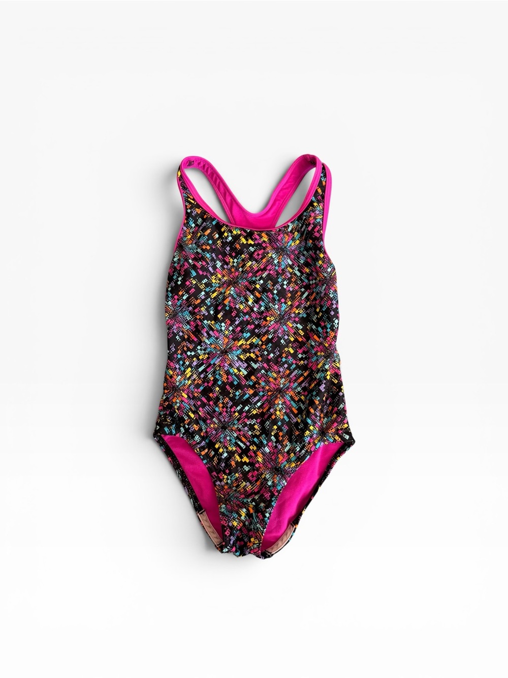 Girls' Speedo Bright Multicolor Geo Print One-Piece Swimsuit